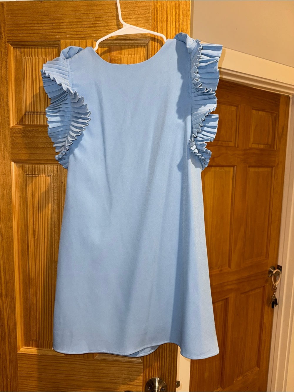 Light Blue Ruffle Sleeve Shift Dress